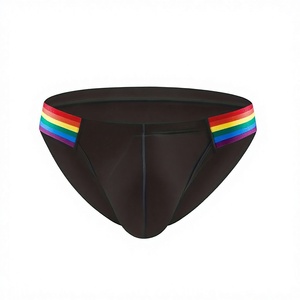 Calzoncillos bóxer negros para hombre con cintura arcoíris, de talle bajo, tejidos, 100% algodón, transpirables, estilo casual, hechos en Bangladesh. - Product Image 1