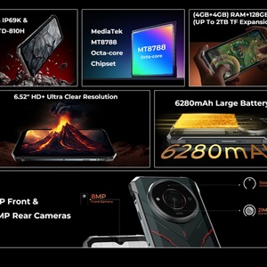 Téléphone robuste Hotwav T7S 4+128 Go 6280 mAh Appareil photo principal 20 MP Android 13 Smartphone Version globale 6,52 pouces FHD MT8788 HOTWAV T7S - Product Image 5