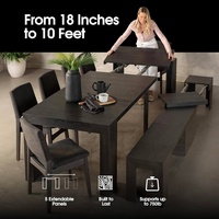 Table à manger transformable moderne avec table à manger extensible nordique à 3 à 5 panneaux pour la maison, le bureau ou l'hôtel - Ensemble de salle à manger
