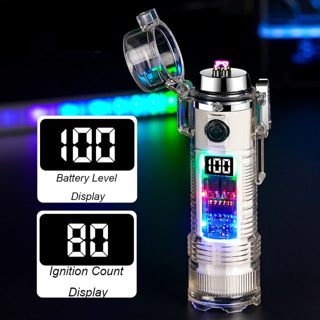 Multifunctional Outdoor Electric USB Lighter Dual Arc Rechargeable Lighter Three Mode Lighting IP56 Waterproof Lighter