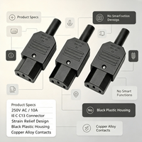 Conector de Entrada de Corriente CA IEC C13, 10A 250V, Enchufe de 3 Pines, Portafusibles, Carcasa Rectangular de Nailon, Contactos de Cobre, Adaptador