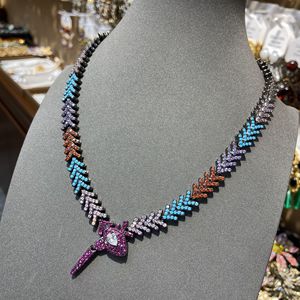 Collana di <span class=keywords><strong>serpente</strong></span> stile alla moda lunga nera placcata Color arcobaleno piena pavimentata collana di <span class=keywords><strong>serpente</strong></span> gioielli di moda da donna - Product Image 3