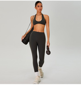 Wholesale Women Halter U Neck Yoga Bra Backless Removable Pad Low Impact Sports Bra Gym Pilates Running Fitness Top - Product Image 3