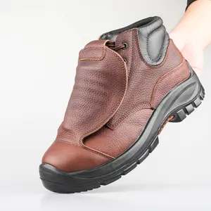 Botas de soldadura de punta de acero, zapatos de seguridad para L-02 de soldador, color marrón, duradero