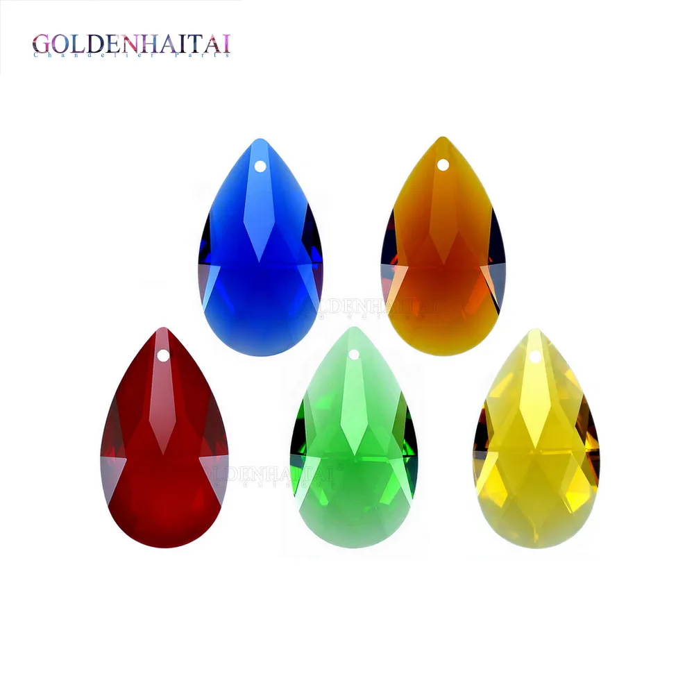 38mm Teardrop Crystal Glass Chandelier Prisms, DIY Jewelry Ornament, Lighting Lamp Pendant GOLDENHAITAI