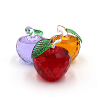 Gekleurd geslepen kristallen appel ornament glazen fruit figuurje huwelijks souvenir kerstdecoratie kristallen appel ambacht