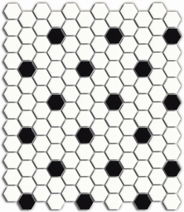 현대 23x26mm 육각형 검은 도자기 모자이크 벽 타일 메쉬 장착 장식 세라믹 타일 호텔 수영장 인테리어 260x300mm - Product Image 2