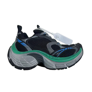 Sneakers Chunky Unisexe Argentées Effet Vieilli, Tige en Cuir Véritable, Doublure en Maille, Légères, Tendance Mode, Semelle Extérieure en Caoutchouc, Style Rétro - Product Image 3