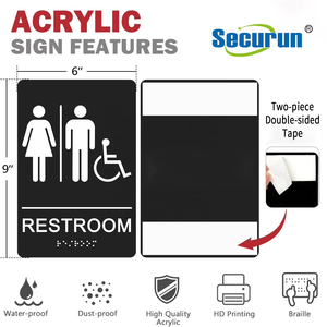 Señalización de Baño en Braille ADA con Flecha Izquierda, 9x6 Pulgadas, Autoadhesiva, de Aluminio, para Uso en Interiores/Exteriores en Negocios - Product Image 5
