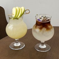 Verre à pied transparent en forme d'ampoule, à large bord, pour cocktails, café glacé, jus, smoothies, milkshakes, maison, café, bar