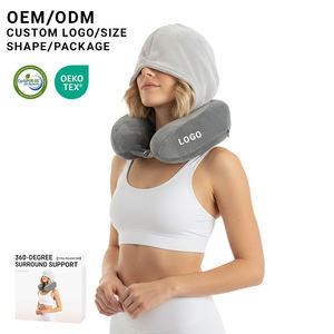 Oreiller de soutien pour le cou en mousse à mémoire de forme avec capuche, oreiller de cou en forme de U pour un confort réglable en avion, au bureau et à <span class=keywords><strong>la</strong></span> <span class=keywords><strong>maison</strong></span>, accepte <span class=keywords><strong>la</strong></span> personnalisation - Product Image 1
