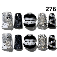 Faux Ongles Press-On Faits Main 646-650 Couleurs Fleurs Canard, 10 Pièces, Styles de Design Uniques pour Doigts