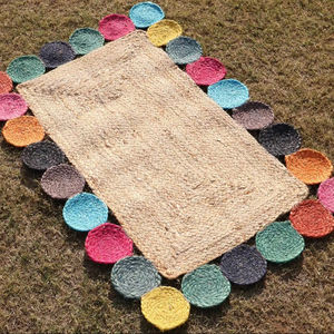 Alfombras Jaipuri de desplazamiento multicolor, yute y rectángulo trenzado, estilo Natural, alfombra tejida a mano sólida, alfombra de suelo hecha a mano - Product Image 1