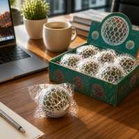 Jouet sensoriel anti-stress en forme de boule de raisin en plastique coloré, rempli de poudre dorée, pour enfants