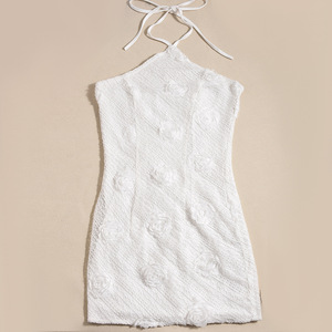 Elegante Vestido de Cóctel Blanco Asimétrico con Adornos Florales, Vestido Elegante y Hermoso para Mujer, <span class=keywords><strong>Vestidos</strong></span> Casuales de <span class=keywords><strong>Boutique</strong></span> - Product Image 6