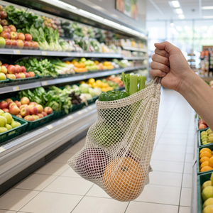 Bolsas de malla personalizadas para almacenamiento de alimentos al por mayor, bolsas de red reutilizables para frutas, verduras y productos de supermercado - Product Image 1