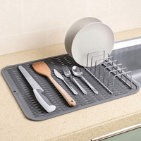 Tapis de séchage en silicone 40x30cm avec nervures surélevées, résistant à la chaleur, antidérapant, pour évier de cuisine, comptoir, vaisselle et tasses