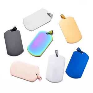 Pendentif rectangulaire vierge en acier inoxydable pour carte d'identité de chien, 7 couleurs, accessoires de bijoux gravables pour l'identification DIY, vente en gros - Product Image 3