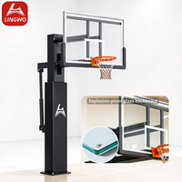 Système de panier de basketball encastré FIBA 2026 avec anneau à 3 ressorts et coussinets pour adultes et adolescents, pour intérieur et extérieur