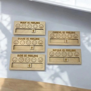 Letrero de Madera Plano 2D con Expresión de Emociones, <span class=keywords><strong>Hoy</strong></span> Me Siento con 5 Símbolos de Emociones, Decoración Educativa para Pared y Regalo Familiar - Product Image 5