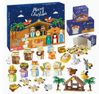 Calendrier de l'Avent de Noël, petit ensemble de blocs de construction, cadeaux DIY pour enfants, 24 pièces, jouets de Noël pour enfants