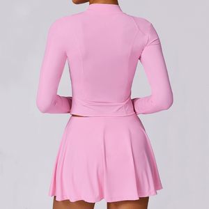 UPF50ผู้หญิง + ชุดเล่นเทนนิสเสื้อแจ็คเก็ตกีฬาแขนยาวกันรังสียูวีพร้อมชุดเล่นกีฬา2ชิ้น - Product Image 5