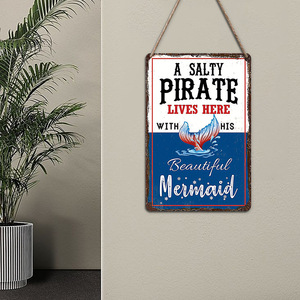 Targhe in Legno Ispirazionali con Pirati e Sirene in Stile Cartone Animato e Decorazioni da Parete in Stile Oceano per Laurea e Halloween - Product Image 4