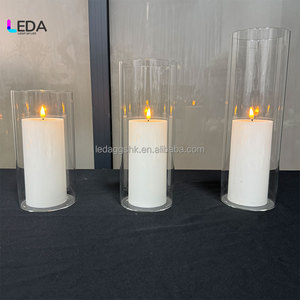 LEDA Glass Cylinder Candle Holders Straight Shape Heat Resistant Reusable for Home Decoration - Product Image 1