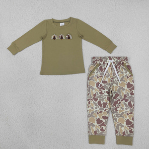 Ensemble de vêtements pour bébé garçon, chemise à manches longues brodée avec un motif de dinde et pantalon camouflage, tenues pour bébés - Product Image 2