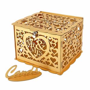 Wooden <b>Wedding</b> <b>Card</b> <b>Box</b> Hollowed Out Mr & Mrs Design For <b>Wedding</b> Sign In Greeting <b>Cards</b> Storage - Product Image 1