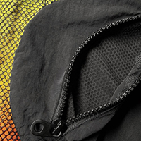 Ensemble de survêtement pour homme avec dégradé de couleurs, maille patchwork, veste coupe-vent à fermeture éclair intégrale, pantalon large, 2 pièces, streetwear, hip hop, sport