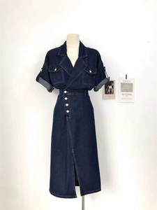 Nuevo <span class=keywords><strong>Vestido</strong></span> de Mezclilla Casual a la Moda con Solapa, Bolsillo y Botones para <span class=keywords><strong>Mujer</strong></span>, Vestidos Formales 2023, Estilo Cowboy Urbano de Verano, Vestidos Largos para <span class=keywords><strong>Mujer</strong></span> - Product Image 5