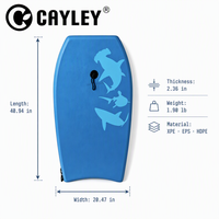 Bodyboard léger pour enfants avec laisse de poignet, planche de surf à motif de requin pour la plage, la piscine, les sports nautiques