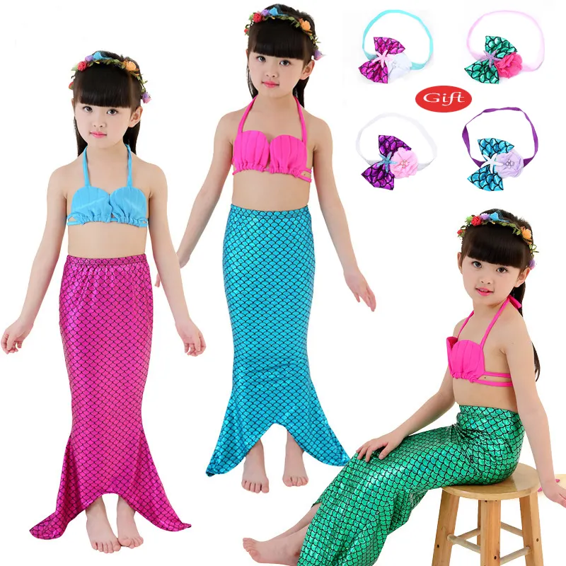 Mermaid Tail kids Costume Cosplay Princess Ariel Baby Girl Maid Tails Fancy Dress S Bikini Set Swimwear Swimsuit
