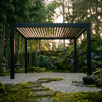 Pérgola Moderna de Aleación de Aluminio con Techo de Láminas, Gazebo Impermeable Motorizado Bioclimático con Luces LED Resistentes al Viento Lcy Lcy0001
