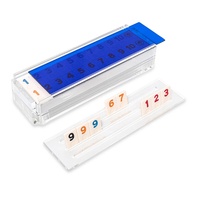 Jeu de tuiles de Rummy en acrylique de luxe, jeu de société Rummy Cube avec étui de voyage, 4 supports, coffret cadeau personnalisé gravé