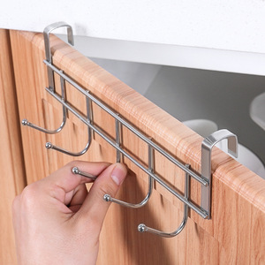 Stainless Steel Cabinet Door Hook 5-Link No Drill Kitchen Storage Organizer Hanging Rack For Utensils Tools - Product Image 4