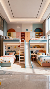 <span class=keywords><strong>Lit</strong></span> cabane style crème pour filles, rose et bleu, en bois, avec toboggan, pour jumelles, bureau sous le <span class=keywords><strong>lit</strong></span> supérieur, personnalisable - Product Image 5