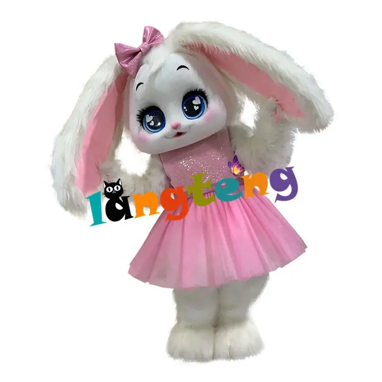 N314 coelho de páscoa rosa de coelho, bonito dos desenhos animados, fantasia para adultos