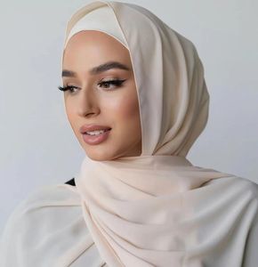 Bán Buôn Sang Trọng Đồng Bằng <span class=keywords><strong>Georgette</strong></span> Khăn Hồi Giáo Phụ Nữ Dày Ngọc Trai Rắn Voan Head Khăn Phụ Nữ Hijab - Product Image 3