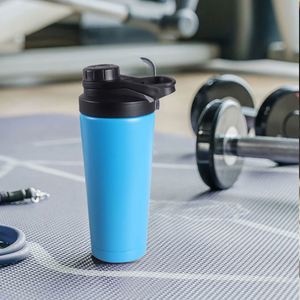 Bouteilles shaker en métal isolées de 24 oz avec logo personnalisé pour les mélanges de protéines et les pré-entraînements, bouteille shaker en acier inoxydable anti-fuite - Product Image 5