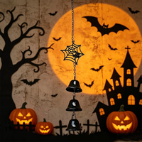 Carillon éolien en fer toile d'araignée noire pour Halloween, décoration électroplaquée pour jardin/porche, fêtes en extérieur, ornement festif suspendu, cadeau