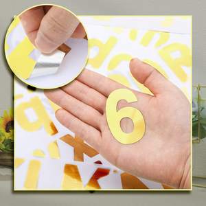 Autocollant en PVC <span class=keywords><strong>de</strong></span> 2,5 pouces avec feuille d'or, forme irrégulière, <span class=keywords><strong>lettres</strong></span>, chiffres et symboles imprimés en couleur, pour bricolage, boîte <span class=keywords><strong>aux</strong></span> <span class=keywords><strong>lettres</strong></span>, adhésif, <span class=keywords><strong>étiquette</strong></span> personnalisée - Product Image 4