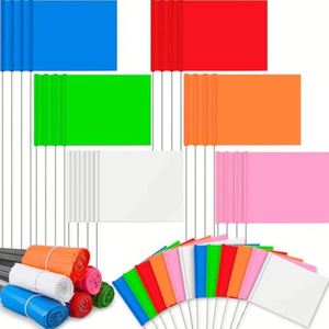 14X21cm Polyester Fabric Marking Outdoor Signal <b>Flags</b> With Steel Wire <b>Pole</b> <b>for</b> Irrigation and Survey Use - Product Image 5