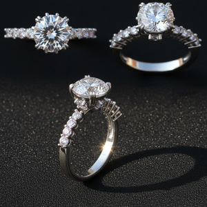 Anillo Minimalista S925 con Incrustaciones de Diamantes Redondos de Moissanita de 4mm, Anillo de Lujo Ligero con Moissanita en Todo el Círculo - Product Image 4