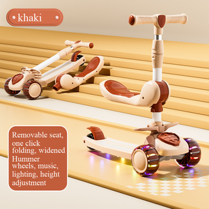 Trottinette Enfant Personnalisable 2-en-1 3-en-1 3 Roues en Plastique pour Filles et Garçons, 1-3-6-8 Ans, avec Siège et Pédales - Product Image 4