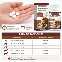 Complément alimentaire pour chiens de 80 comprimés, calcium et vitalité osseuse, pour le bien-être dentaire, la mobilité des chiens âgés et le soin des os