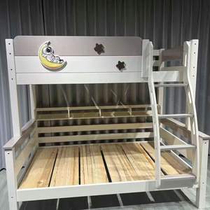 2025 Новая современная Минималистичная Детская кровать в мультяшном стиле, двухъярусная кровать из массива дерева с лестницей, настраиваемая функция хранения - Product Image 2