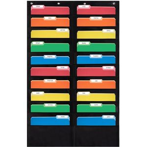 20 Pocket File Chart 28x46 Wall Mounted Organizer Black Office Storage Solution Behind Doors On Walls - Product Image 1