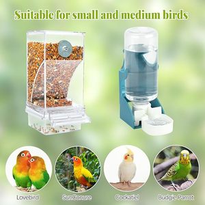 Geen Puinhoop Vogel Water Feeder Dispenser Set Automatische Vogel Feeder Transparante Voedselcontainer Kooi Acryl Papegaai <span class=keywords><strong>Feeders</strong></span> - Product Image 2